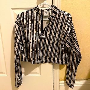 Adidas Women's Logo-print Cropped Track Jacket In Black/white